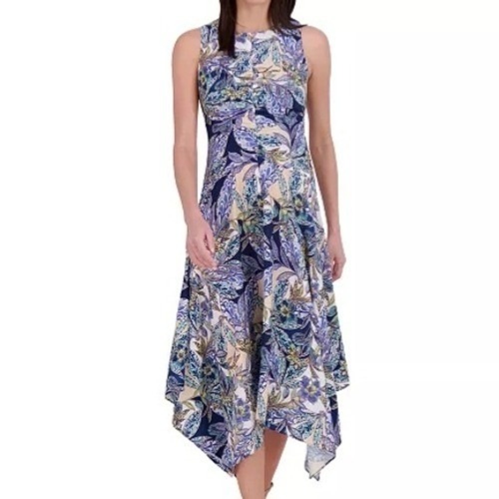 Vince Camuto Printed High Low Hem Sleeveless Multi Dress Womens Size 4 NWT